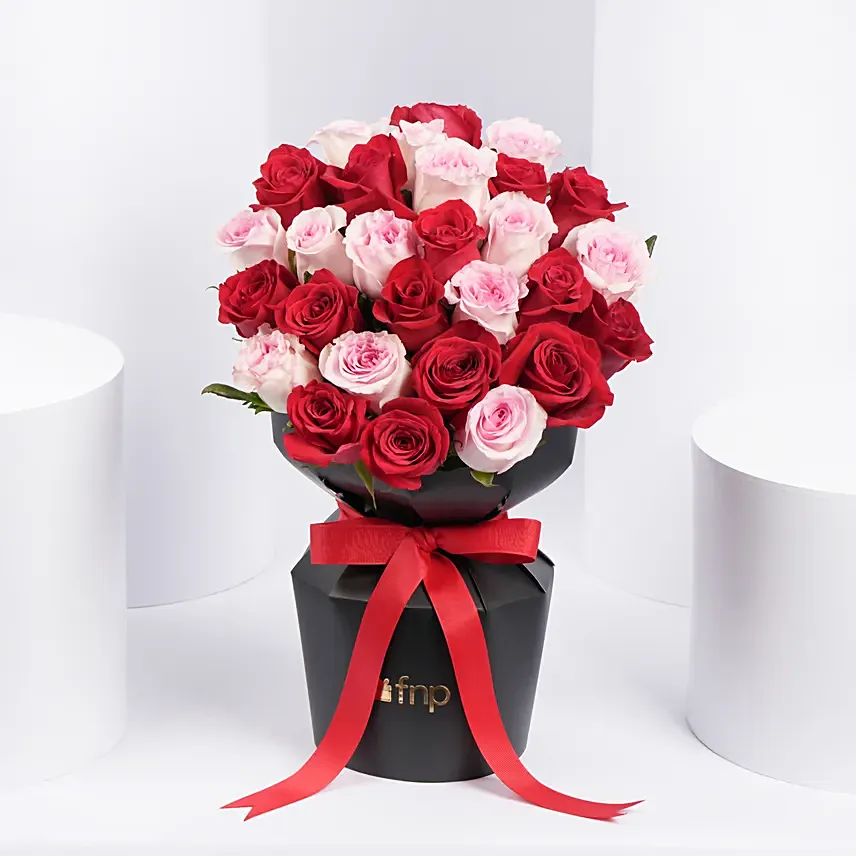 15 red and 15 Pink Roses Sleeve Bouquet: New Arrival Flowers