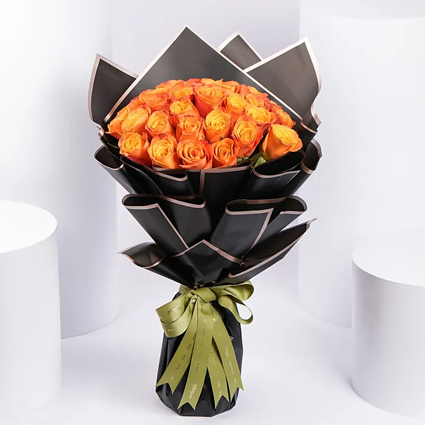 35 Orange Roses Bouquet: New Born Flowers 