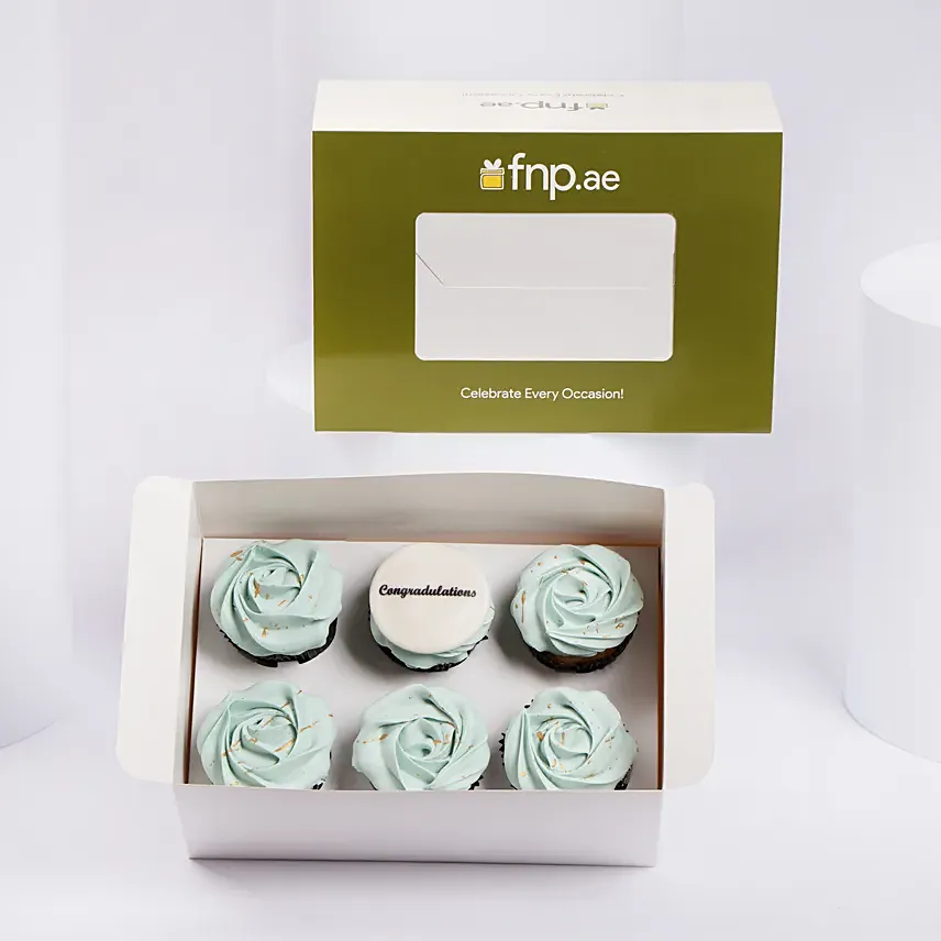 Mint Rosette Celebrations Cup Cake: Congratulations Cakes