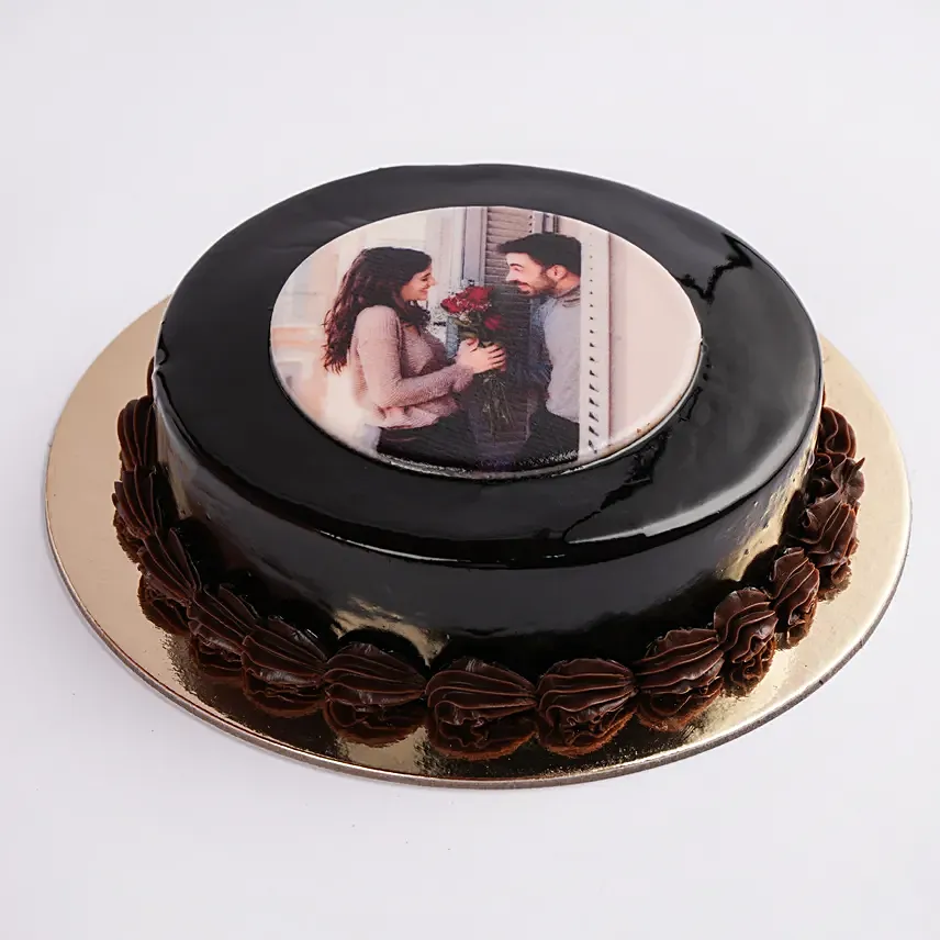 Chocolate Truffle Anniversary Photo Cake 500gm: Cherish Milestones: Anniversary Photo Cakes