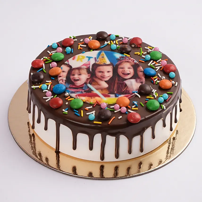 MNM Chocolate Birthday Photo Cake: 