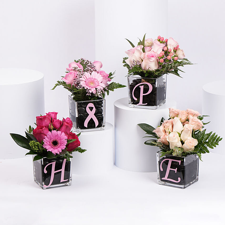 Hope Flowers Set: Breast Cancer Awareness Gifts