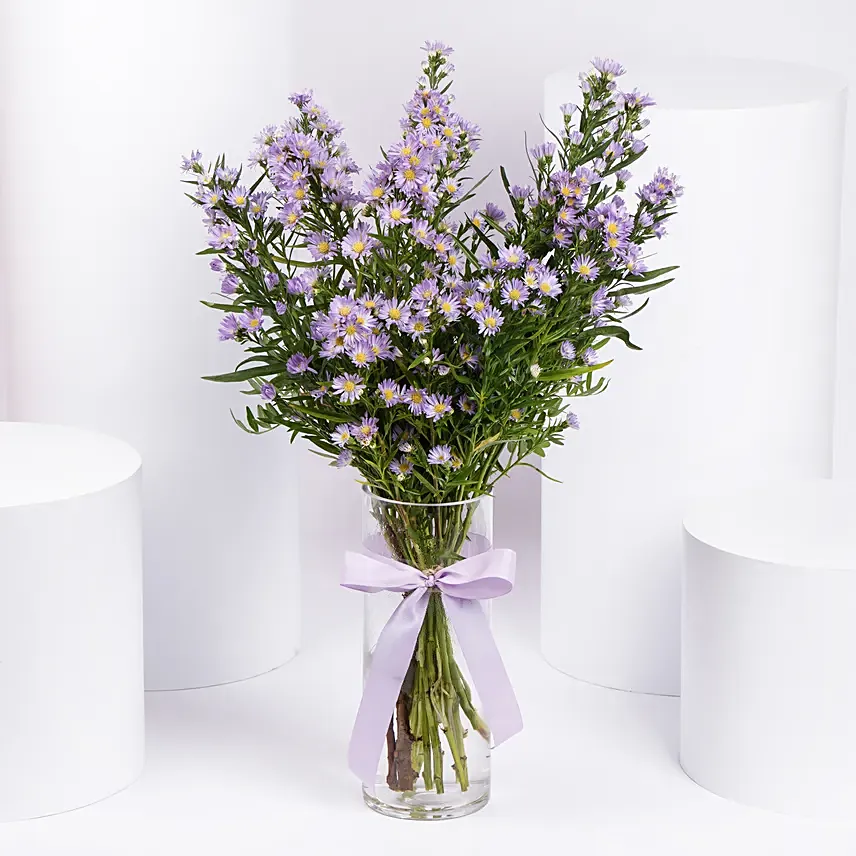 Birthday Aster Flowers Vase: Flower Delivery Sharjah