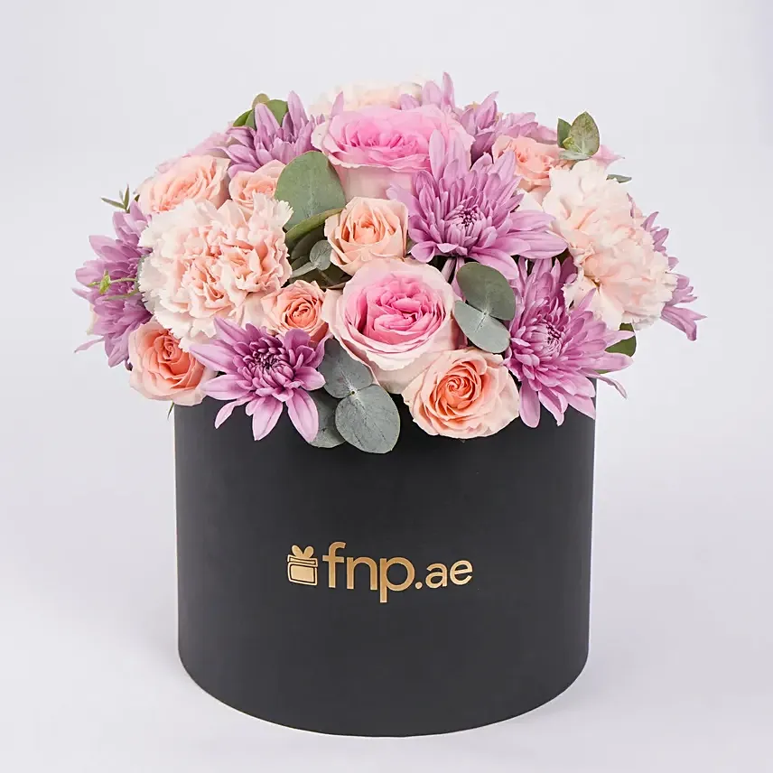 Elegant Flower Arrangement in Black Box: Flowers