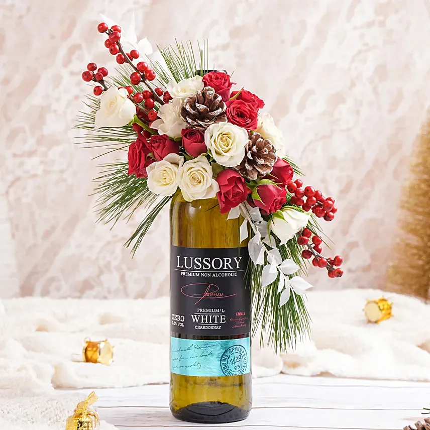 White Chardonnay Non Alcoholic With Flowers: Flower Arrangements