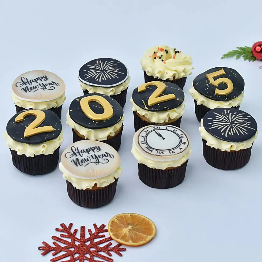 Happy New Year Cup Cakes 10 Pcs: New Year Gifts