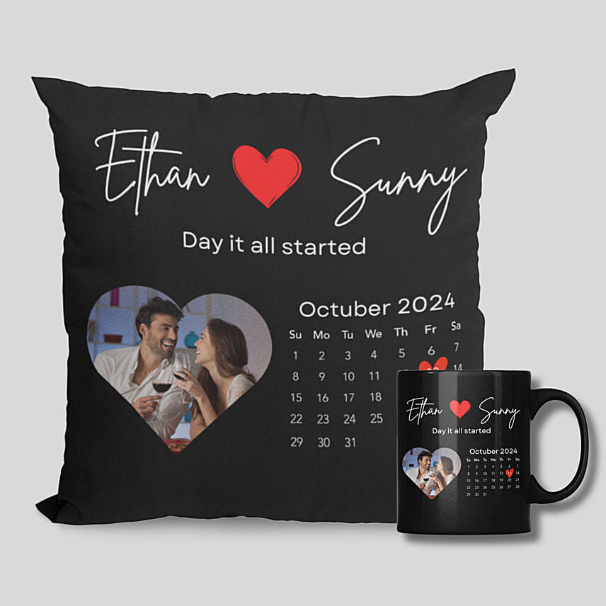 Black Mug And Cushion For Lovers: Valentine Gifts to Umm Al Quwain