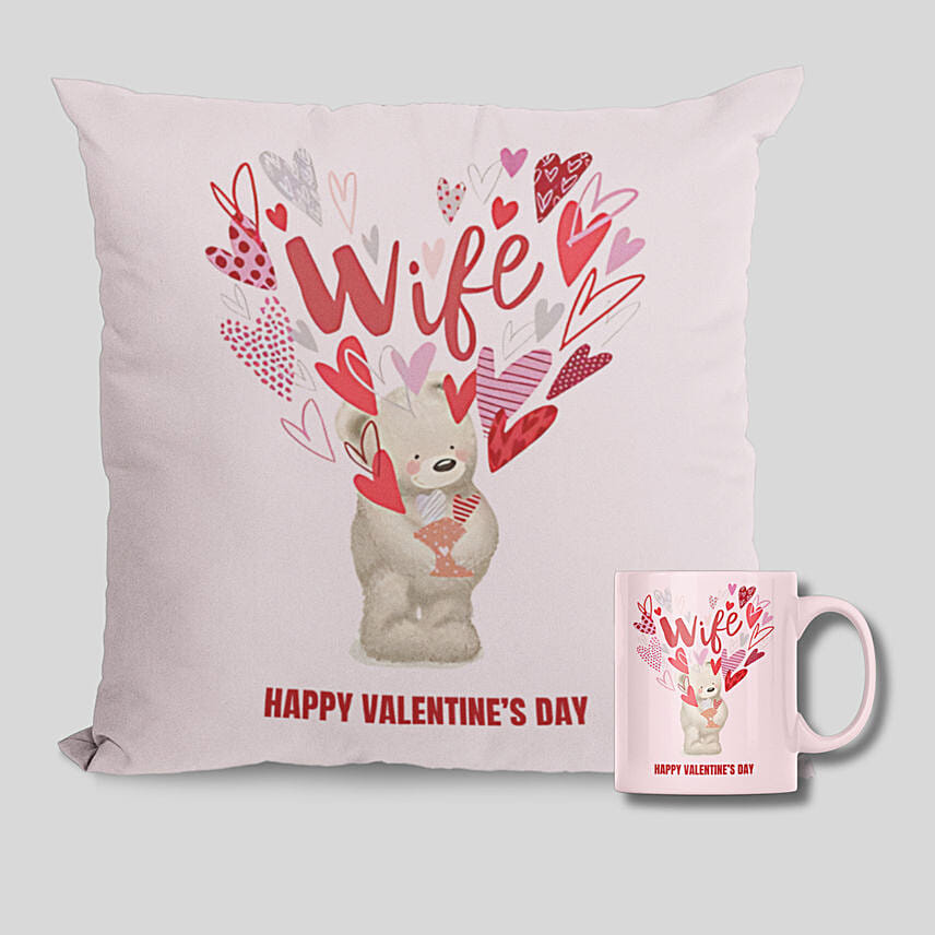 Happy Valentines Day Wife Mug And Cushion: Valentines Day Coffee Mugs