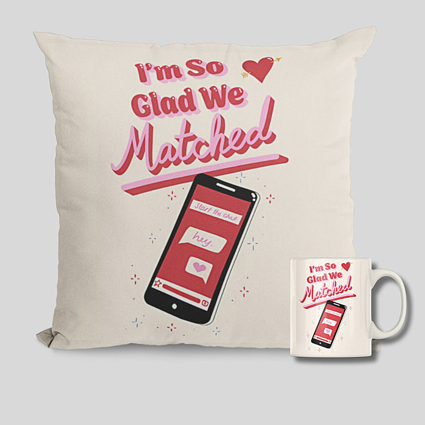 Im So Glad We Matched Mug And Cushion: Valentines Day Coffee Mugs