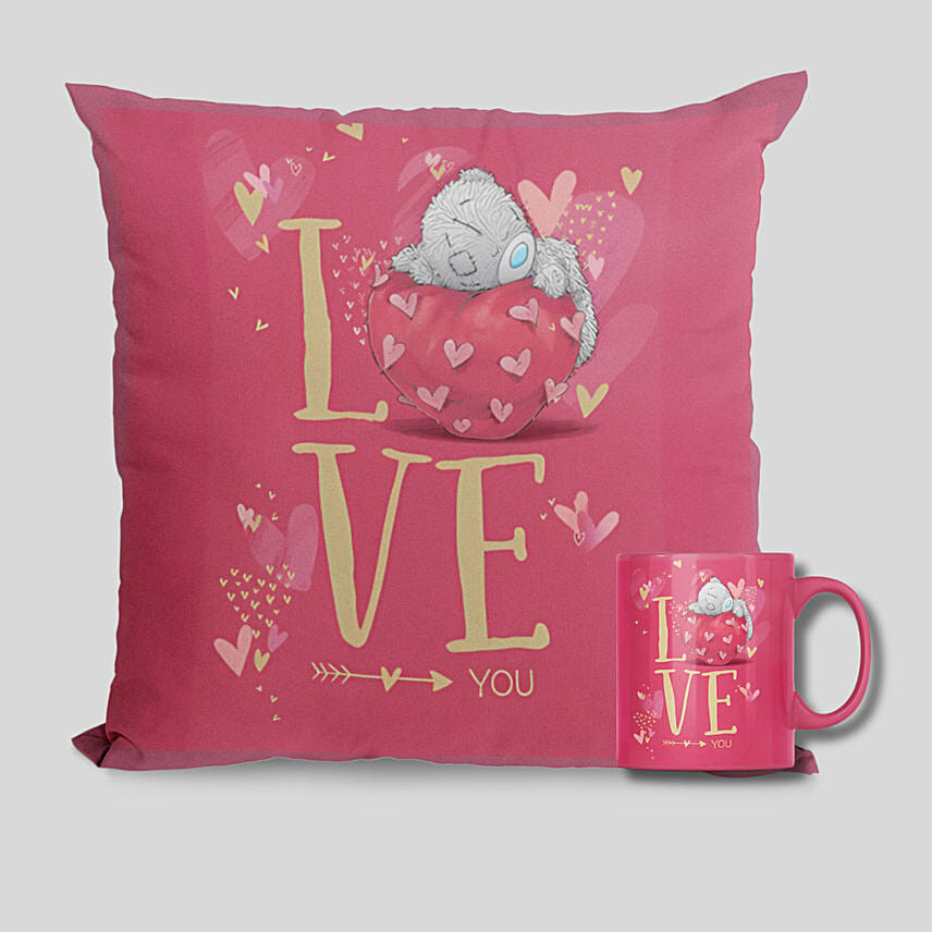 Love You Pink Mug And Cushion: Valentines Day Mugs