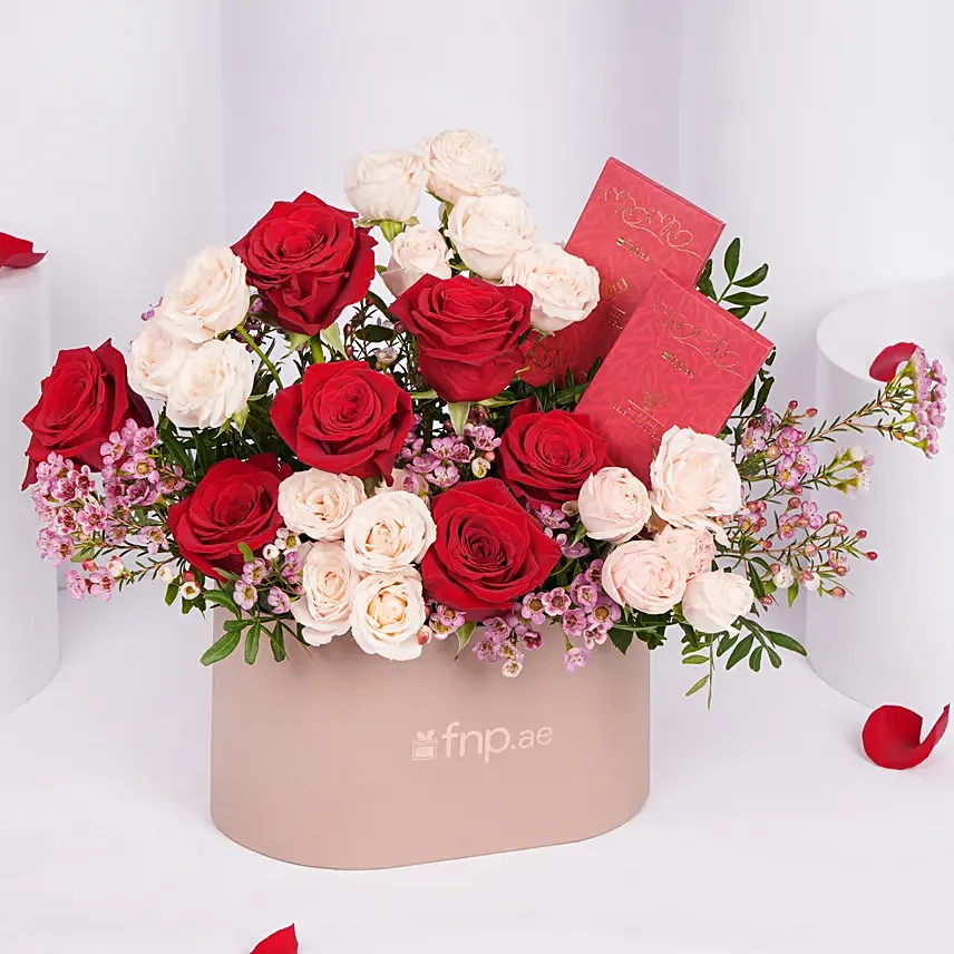 Lovely Roses And Chocolate Box: Valentines Day Gifts to Al Ain