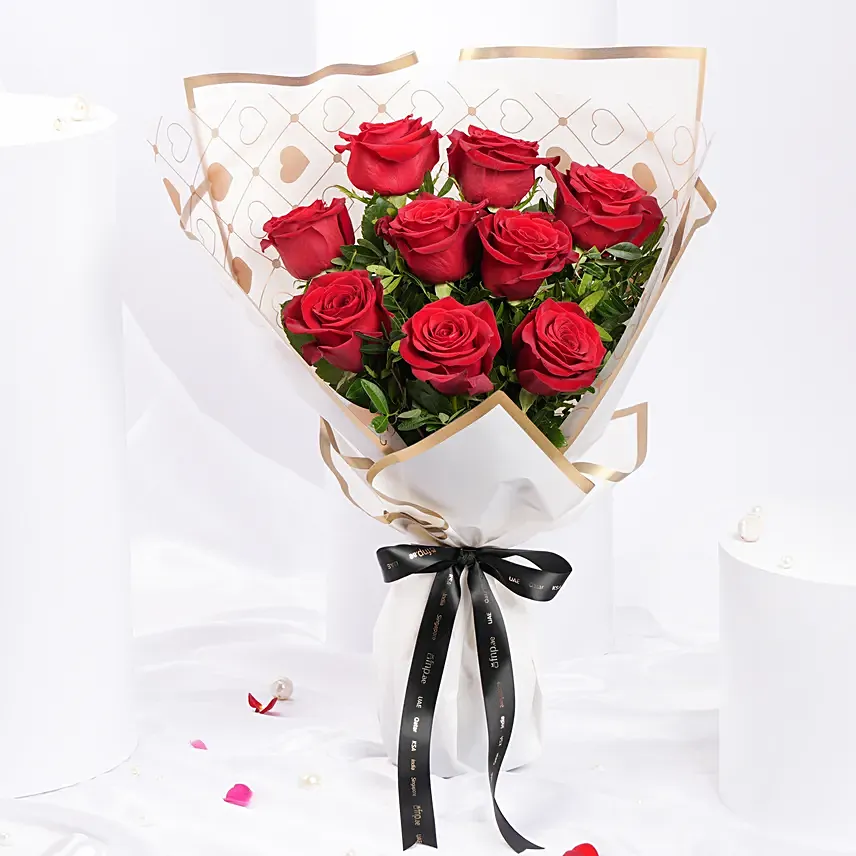 Lovers Bloom 9 Rose Bouquet: Valentines Day Gifts to Sharjah