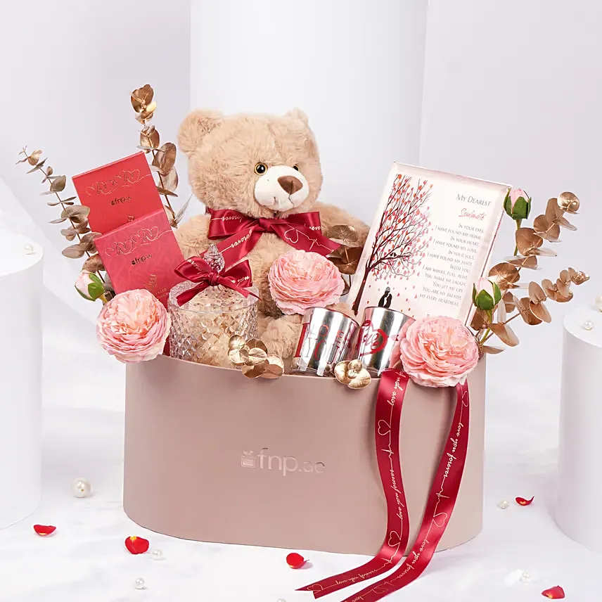 Teddy of My Eye Valentine Hamper: Send Valentine Gift Hampers to Dubai