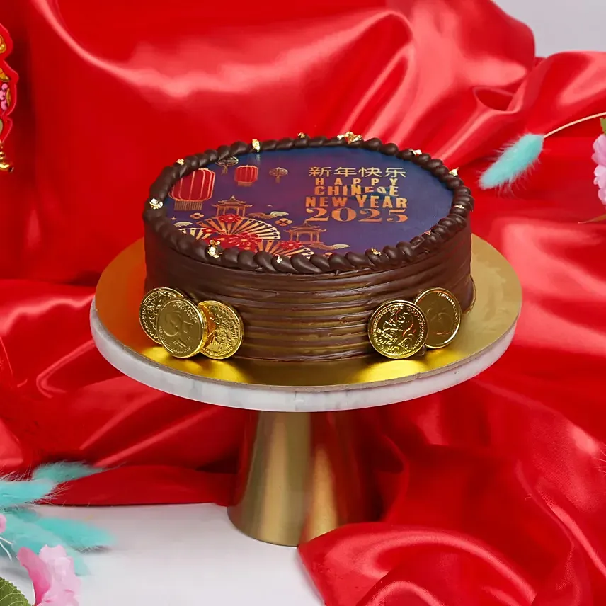 CNY Chocolate Fudge Round Cake: Lunar New Year Gifts