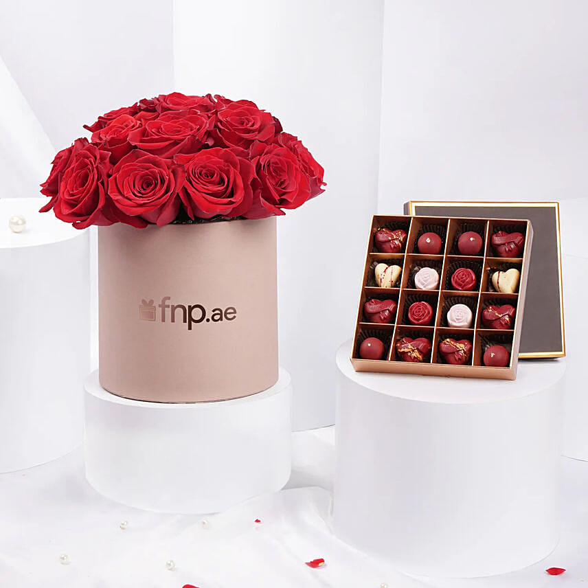 Red Roses With Assorted Chocolate: Gifts Combos 