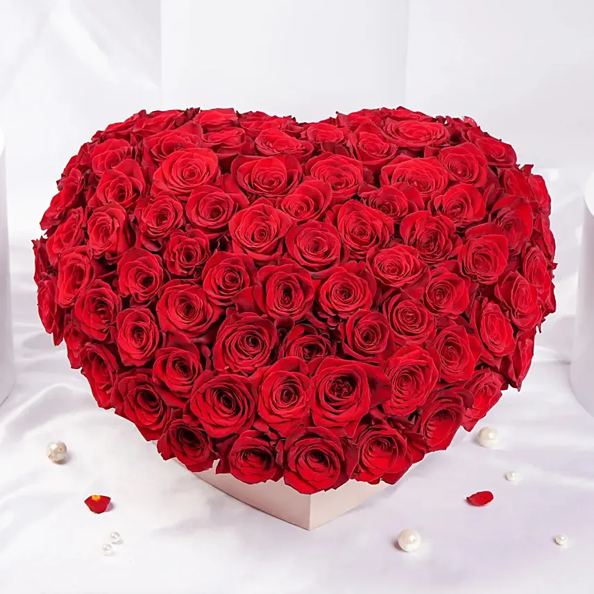 Red Roses Valentines Heart Shape Box: Rose Day Gifts