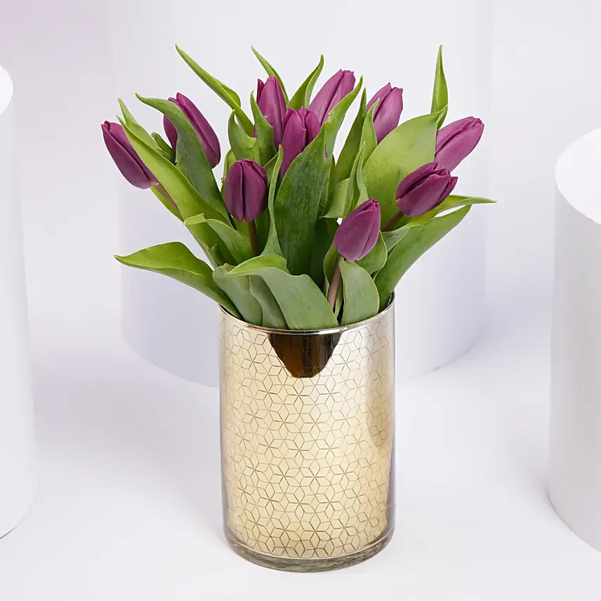 Purple Tulip Arrangement: Mother's Day Gifts