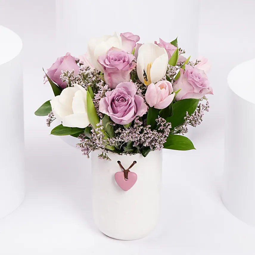 Tender Love Roses And Tulips: Flower Arrangements 