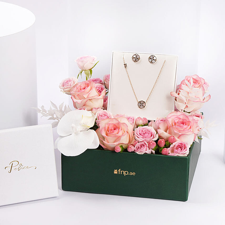 Mother of Pearl Floral Jewellery Set Gift Tray For Her: Police Accessories