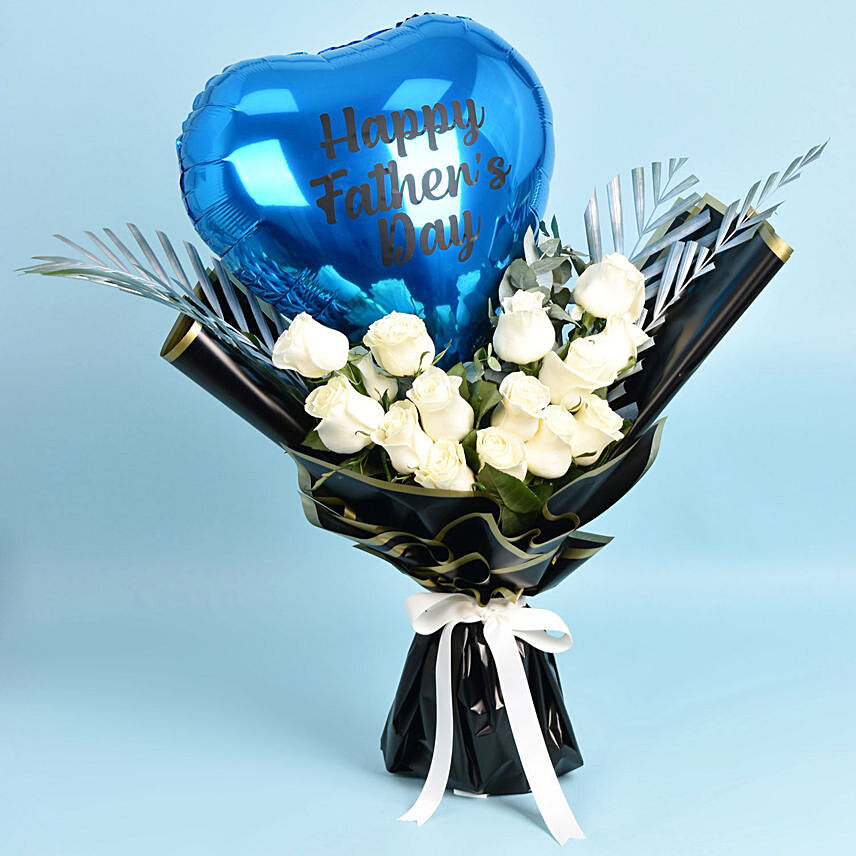 Happy Fathers Day Flower with Balloon: 