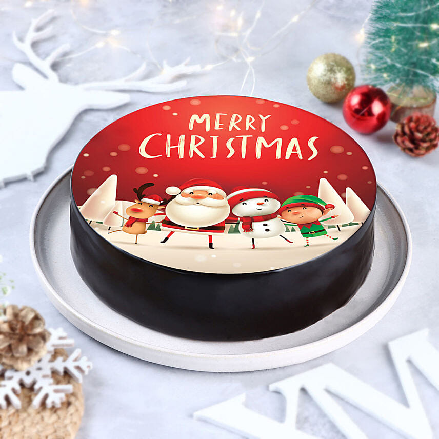 Santa Chocolate Photo Cake Half Kg: 