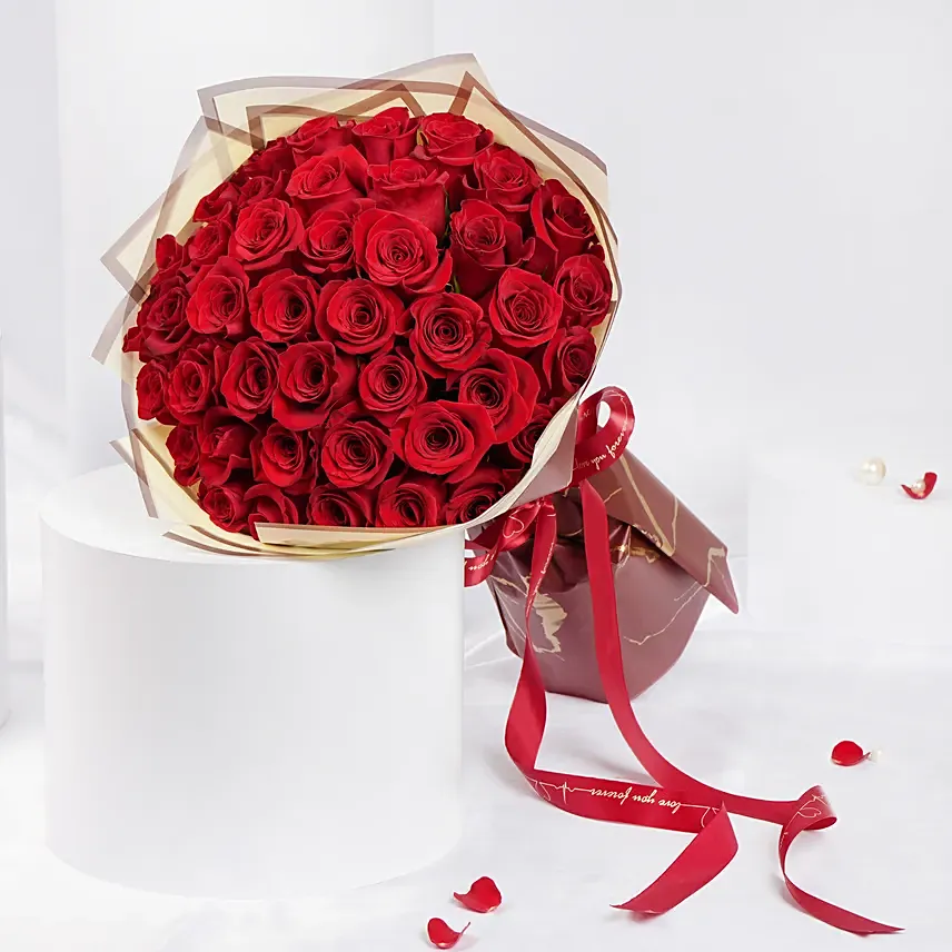 U & Me 50 Red Roses Bouquet: 