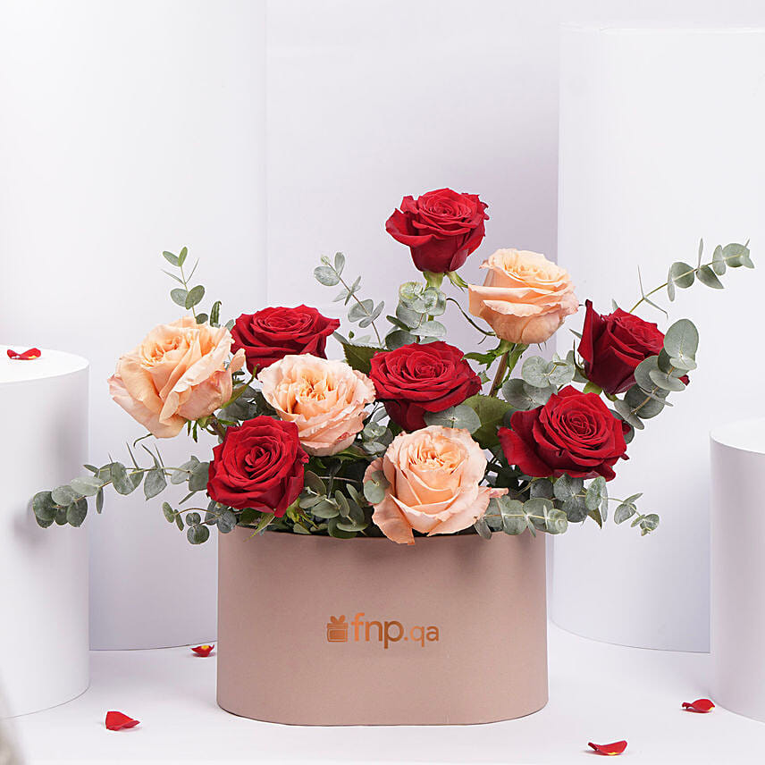 Sweet Blend of Peach & Red: Flower Delivery in Qatar