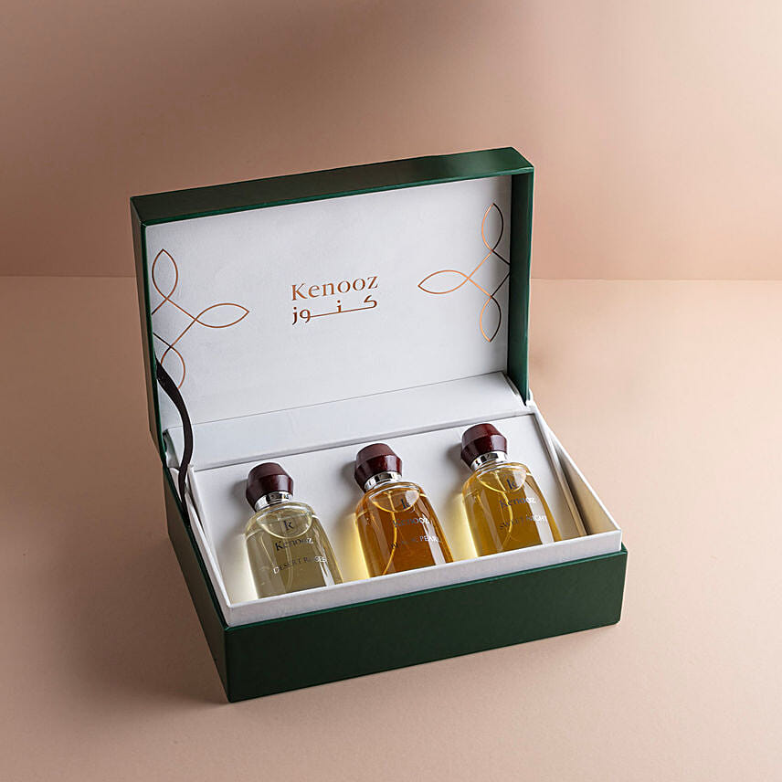 Kenooz | Exquisite Perfume Trio Box: Send Ramadan Gifts to Qatar