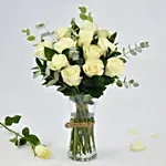 Vase Of Elegant White Roses