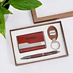 Personalised Card Holder Pen & Key Chain Gift Box