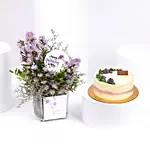 September Birthday Wishes Aster Flowers and Cake