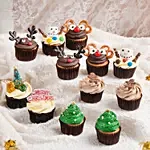 Christmas Joy Chocolate And Red Velvet Cupcakes 12 Pcs