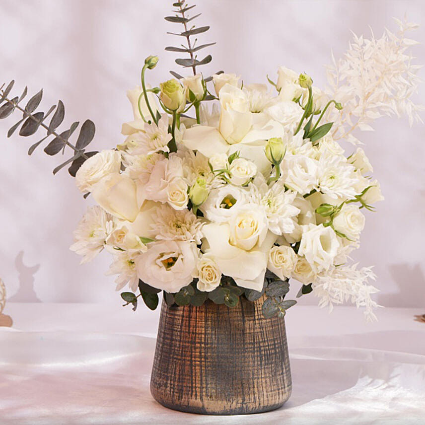 Ramadan Blessing White Flowers Vase: 