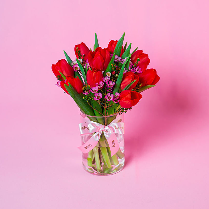 Gracious Tulips Vase for Valentine: Flower Delivery Singapore