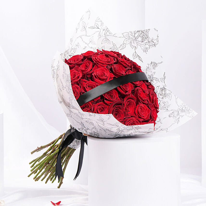 35 Red Roses Expression Bouquet: Send Valentines Day Gifts to Singapore