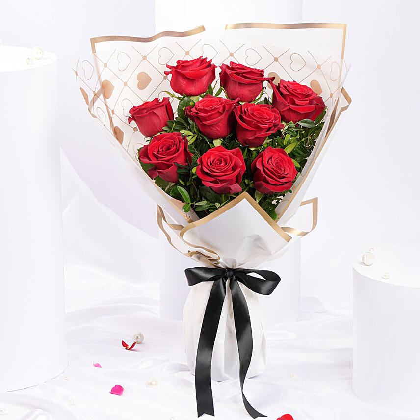 Valentines 9 Roses Bouquet: Send Valentines Day Gifts to Singapore