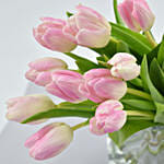 Roses And Pretty Tulips In Vase