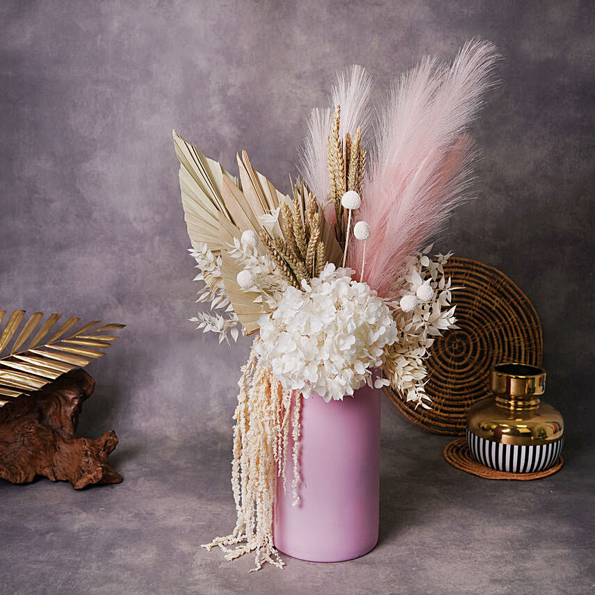 Pink and Peach Dried Flowers Arrangement