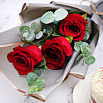 Roses Bouquet & Designer Mono Cake