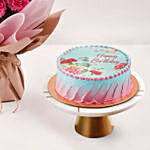 Birthday Wish Carnation Bouquet And Cake