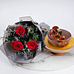 Chocolate Cake with Fresh Red Roses