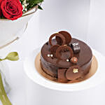 Dozen Multi Rose with Fudge Cake