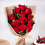 Dozen Roses with Blackforest Cake