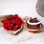 Dozen Roses with Blackforest Cake