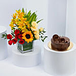 Mix Flowers and Chocolate Fudge Combo