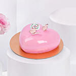 Pink Roses Splendour Box With Heart Shape Chocolate Cake