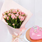 Pink Spray Roses And Cake