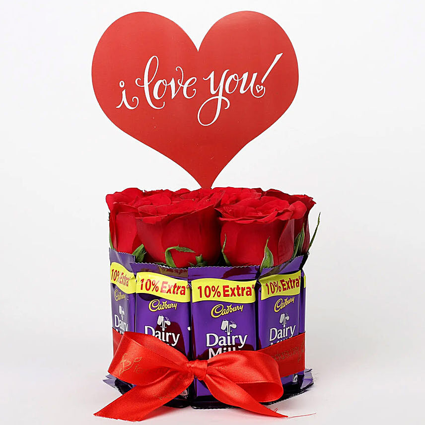 Red Roses Dairy Milk Arrangement