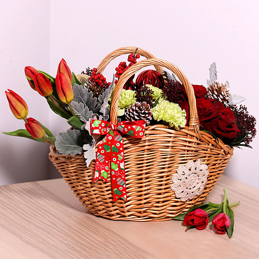 Basket Of Beautiful Flowers