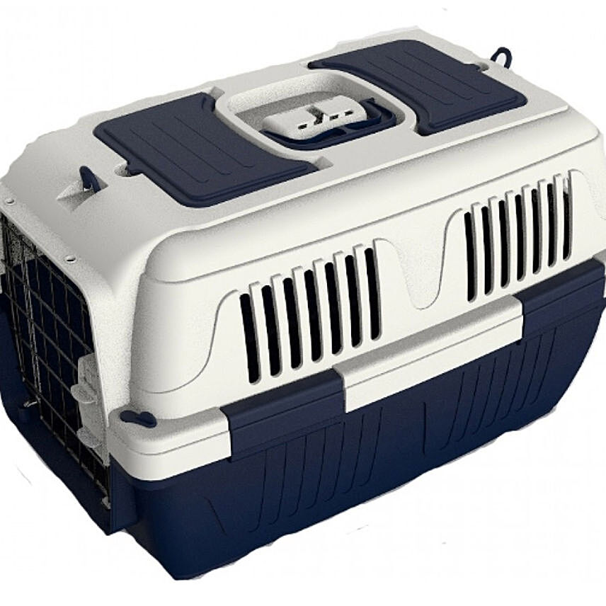 Nutra Pet Dog and Cat Carrier Box Closed Top Drak Blue